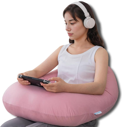 QUEEN ROSE Reading Pillow, Gaming Pillow for Lap, Sitting in Bed or Sofa, Extra Arm Rest for Reading, Playing or Crocheting, Soft Velvet Grey