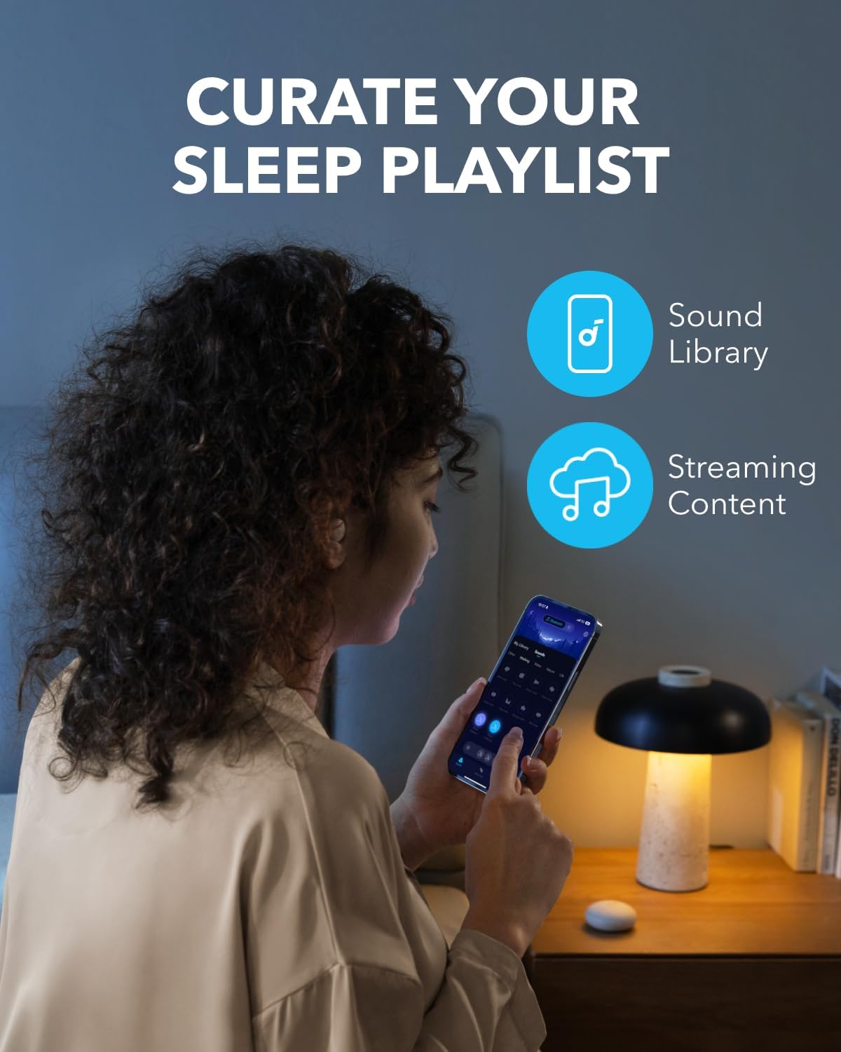 Soundcore Sleep Earbuds Set by Anker with Comfortable Ear Tips and Wings | 30 dB High-Frequency Noise Reduction, Side Sleeper Comfort, 80H Playtimae, Stream Content via Bluetooth 5.3, Sleep Tracking
