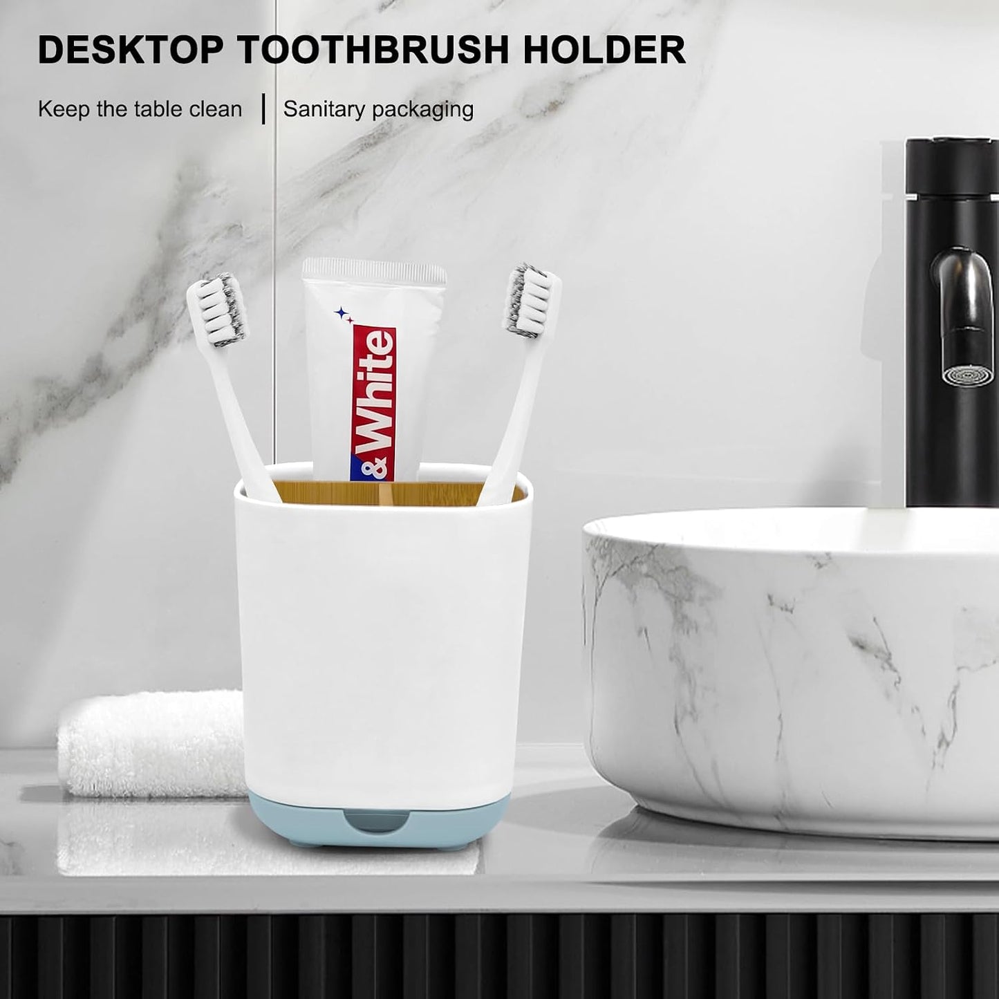 Toothbrush Holder with Bamboo Divider,Detachable for Easy Cleaning Bathroom Countertop Organizer,Plastic 3 Slots Electric Toothbrush and Toothpaste Holders Storage Caddy for Bathroom Vanity,Sink(Grey)