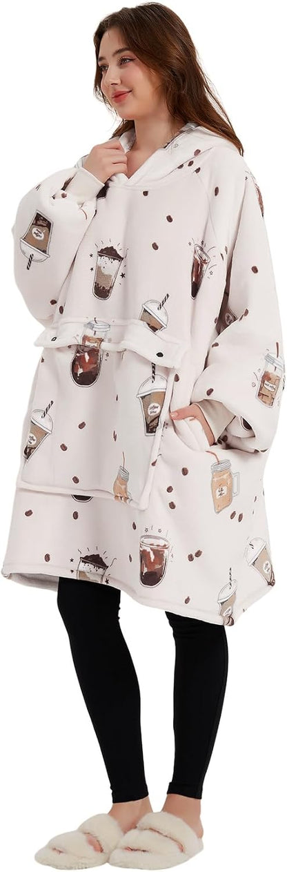 Wearable Blanket Hoodie for Adults With Pocket Strawberry Hoodie | Sherpa, Fuzzy Blanket Hoodie, Oversized Sweatshirt Blanket, Kangaroo Pouch, Cute Birthday Gifts for Sister, Cute Stuff