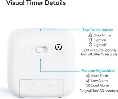 Yunbaoit Visual Timer with Night Light, 60 Minute Countdown, Light Blue | 3 Alarm Modes, Mute Flash, for Kids and Adults, Time Management Tool for Classroom, Home, School, and Work
