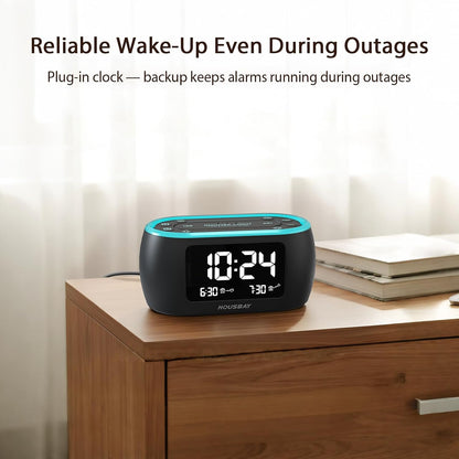 HOUSBAY Digital Alarm Clock Radio for Bedrooms with Night Light
