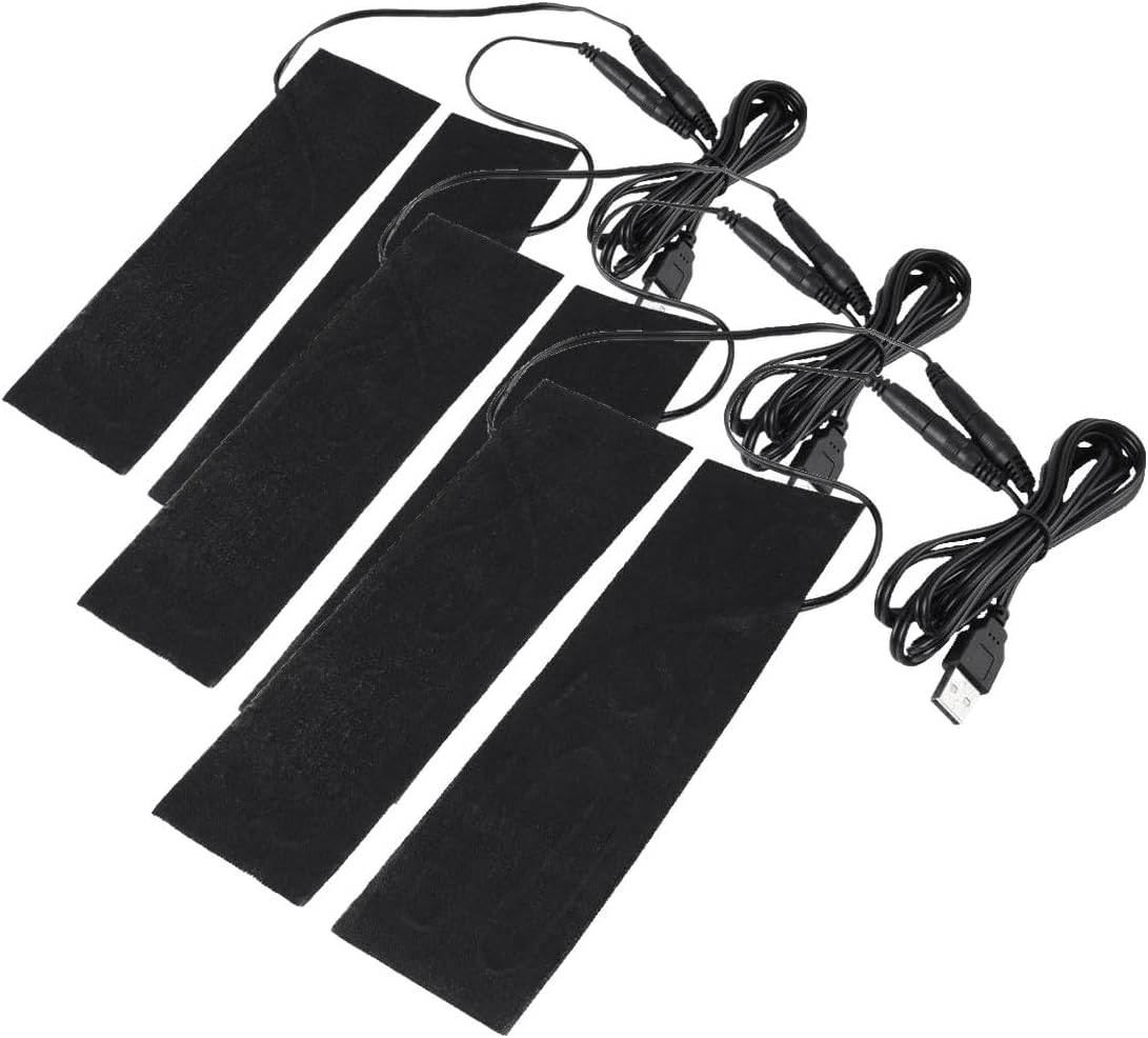 Portable Heating Pad 1 Pair Black USB Carbon Fiber Heating Mat 5V Electric Heating Film Heater Pads Heating Film Heat Pad for Warming Feet Knee Washable 35-50 ℃