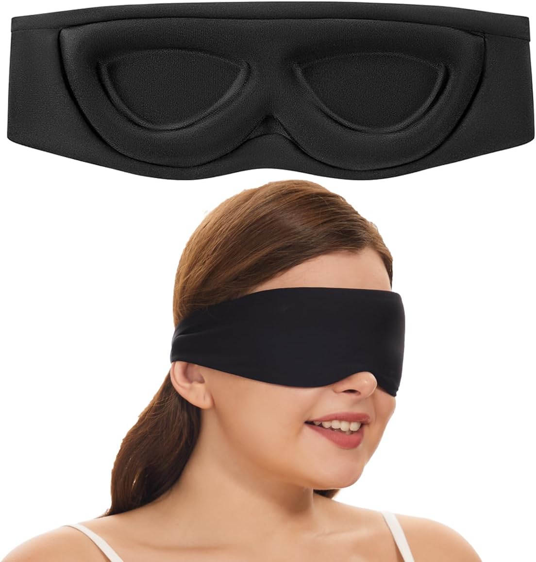 ALASKA BEAR Memory Foam Sleep Mask, Contoured Eye Cups for Women Men, Blue