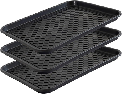 Boot Tray for Entryway, 3 Pack Waterproof Shoe Trays for Indoor Outdoor Use 20"x15" Durable Shoe Mat with Raised Edge, Non-Slip Tray for Boots, Pets, Garden & Muddy Shoes