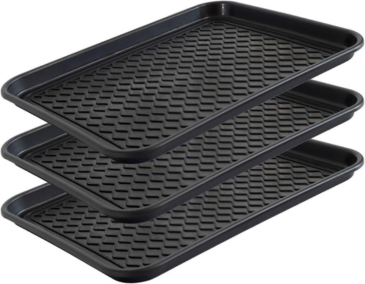 Boot Tray for Entryway, 3 Pack Waterproof Shoe Trays for Indoor Outdoor Use 20"x15" Durable Shoe Mat with Raised Edge, Non-Slip Tray for Boots, Pets, Garden & Muddy Shoes