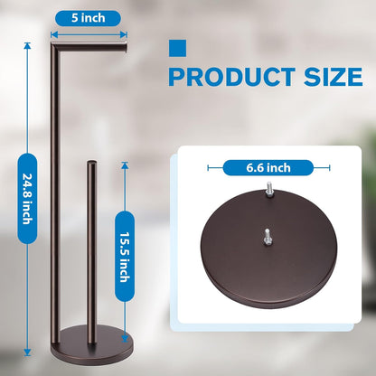 Toilet Paper Holder Stand, Brushed Nickel Toilet Paper Holder Free Standing | Stainless Steel Toilet Paper Holder for 4 Rolls, Bathroom Organizers and Storage with Anti-Slip Base and Rustproof