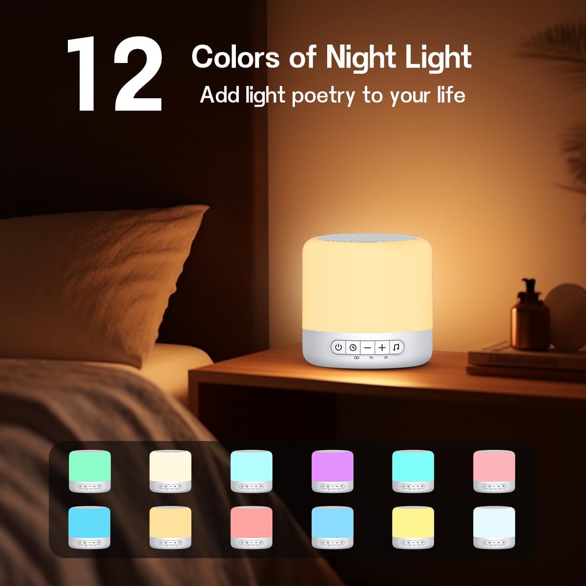 Easysleep White Noise Sound Machine with 30 Sounds 12 Night Light 32 Volume 3 Timers Portable Sleep Sound Machine for Office Travel Noise Canceling Lullaby & Rain Sound for Baby Kids Adults