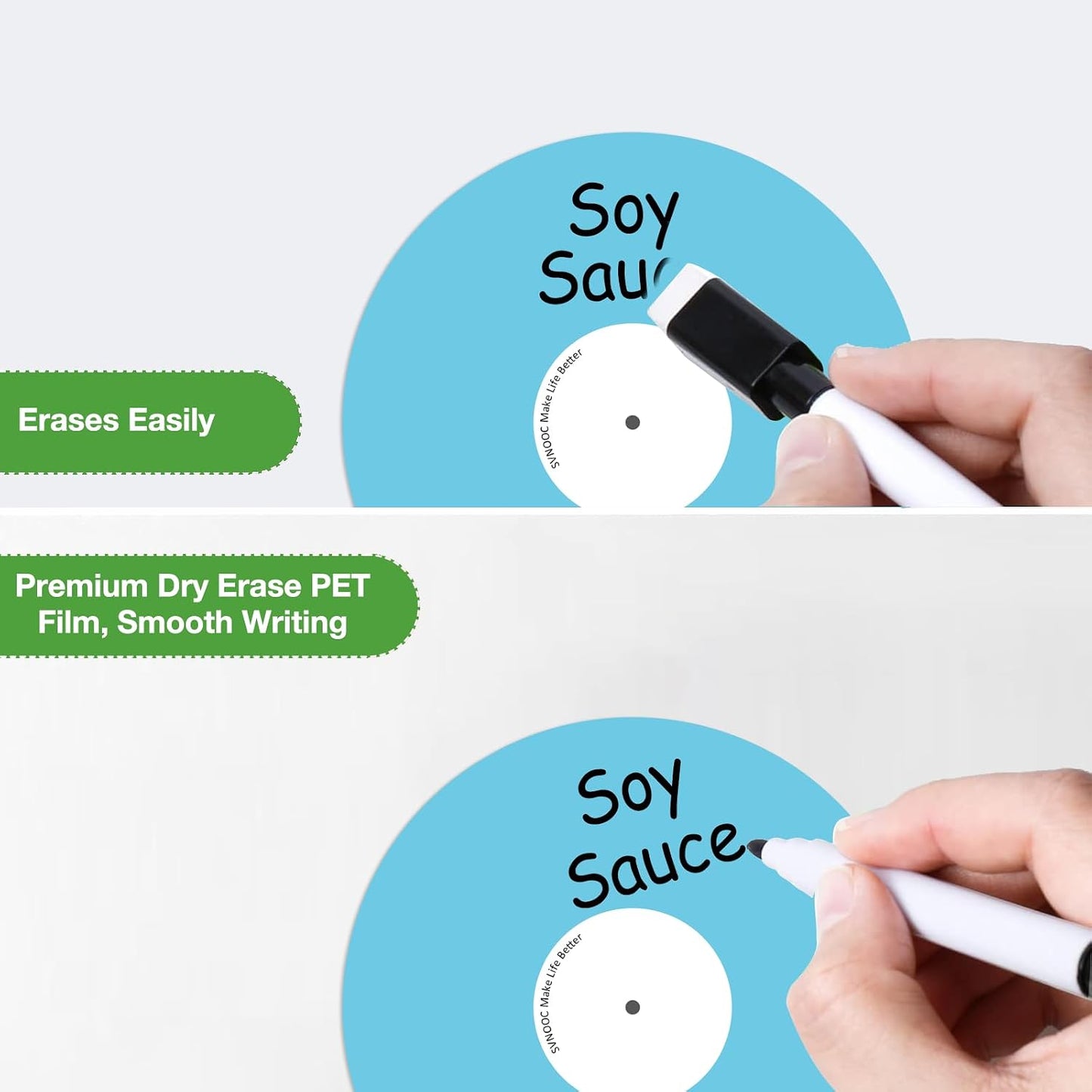 SVNOOC Dry Erase Stickers for Whiteboard Desk Refrigerator Home Office 4x6 in, Reusables Labels for Storage Bins (6 Pack)