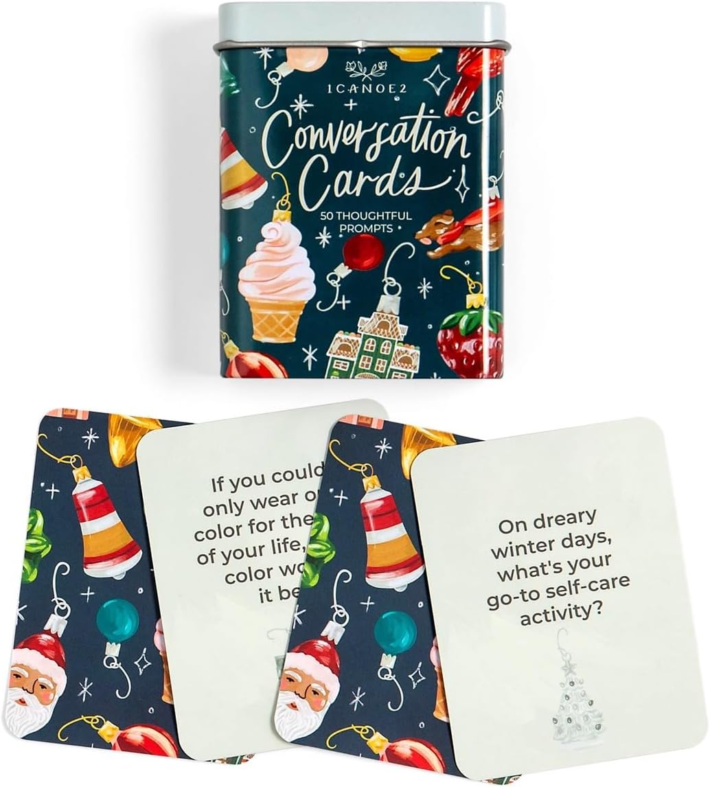 1Canoe2 Conversations Card Game, 50 Cards & Tin (Reading) | 50 Conversation Starter Cards, Decorative Storage Tin, Book Lovers Gift