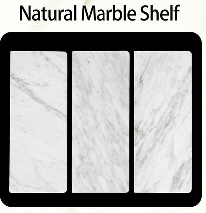 Toilet Paper Holder with Natural Marble Shelf for Bathroom Washroom,Wall Mounted Tissue Holder Suitable for Mega Roll (Brushed Nickel,Small 6.7 * 4.3 in)