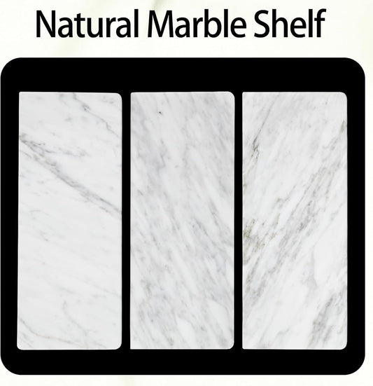 Toilet Paper Holder with Natural Marble Shelf for Bathroom Washroom,Wall Mounted Tissue Holder Suitable for Mega Roll (Brushed Nickel,Small 6.7 * 4.3 in)