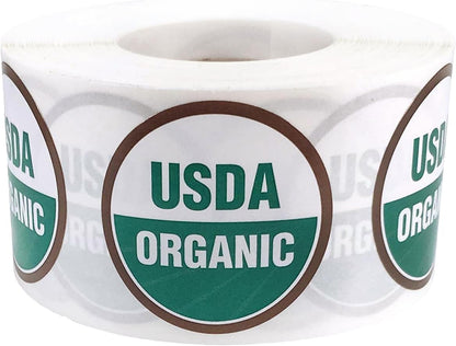 USDA Organic Labels 1 1/2 Inch Round Circle Dots 500 Adhesive Stickers