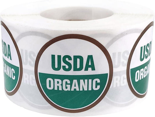 USDA Organic Labels 1 1/2 Inch Round Circle Dots 500 Adhesive Stickers