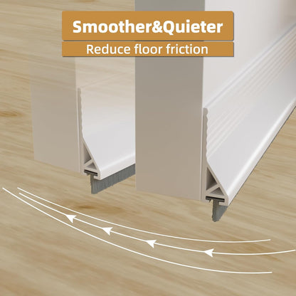 cuysfead 39" Door Draft Stopper for Bottom of Door with Brush,Strong Adhesive Under Door Sweep for Exterior & Interior,Soundproof Door Gap Filler Bottom Seal Dust Blocker and Noise Stopper,White