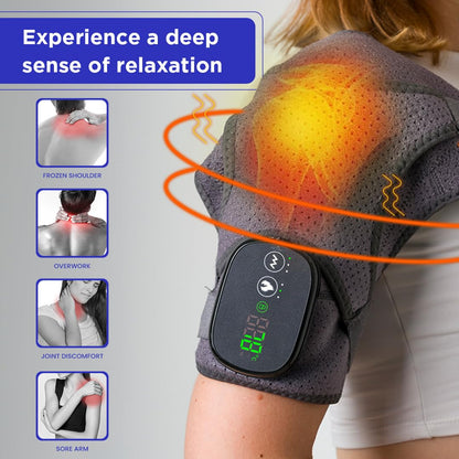 Heated Shoulder Wrap - Cordless Heating Pad Massager With Vibration, 3 Heating and Speed Adjustable Settings, Wearable Brace (2)