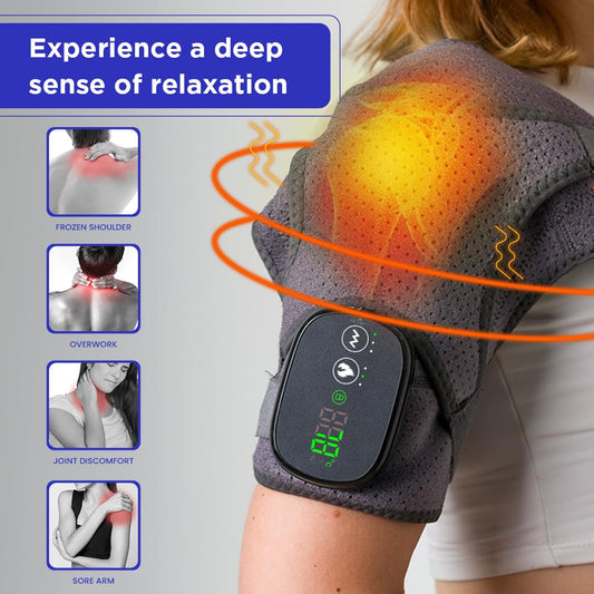Heated Shoulder Wrap - Cordless Heating Pad Massager With Vibration, 3 Heating and Speed Adjustable Settings, Wearable Brace (2)