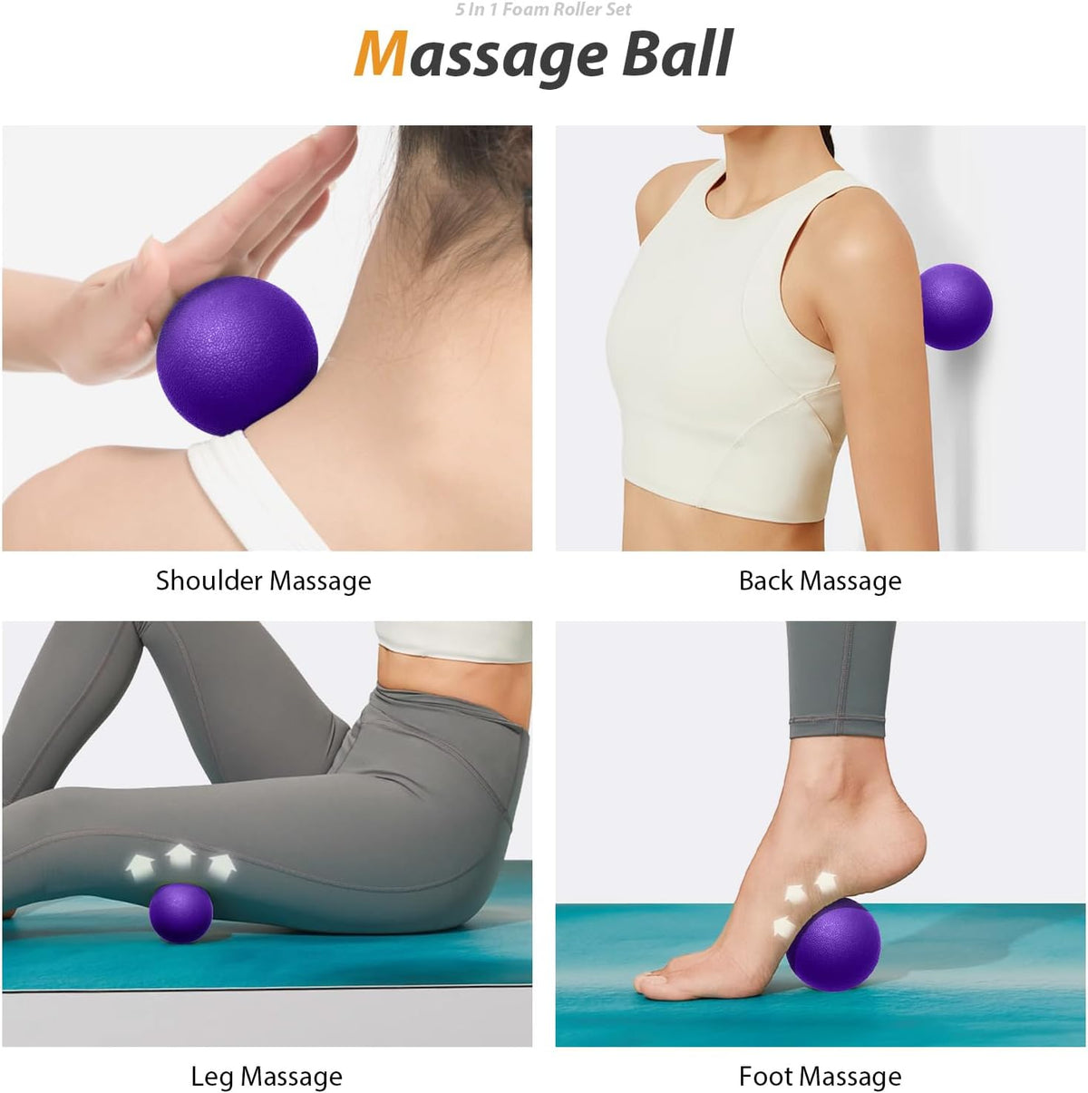 SUBCULTUREPICK 5 in1 Foam Roller Set, Trigger Point Foam Roller Deep Tissue