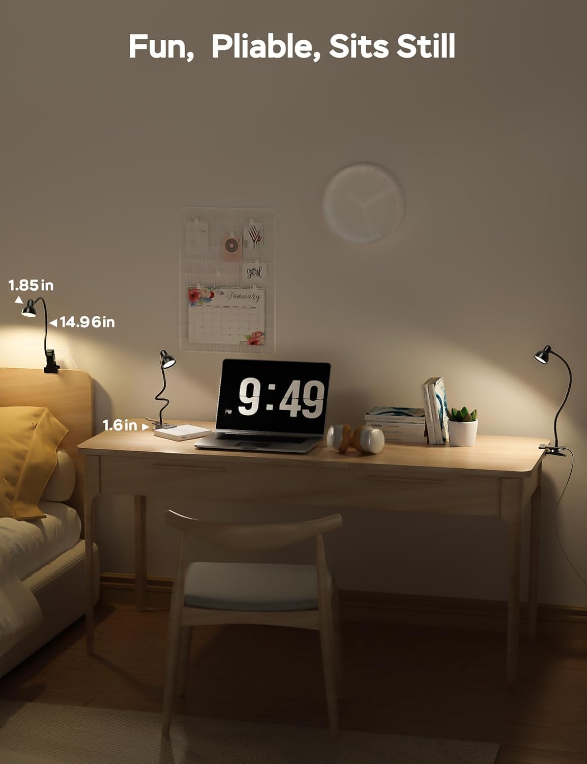 Clip on Reading Light for Bed 3 Color Modes Teal