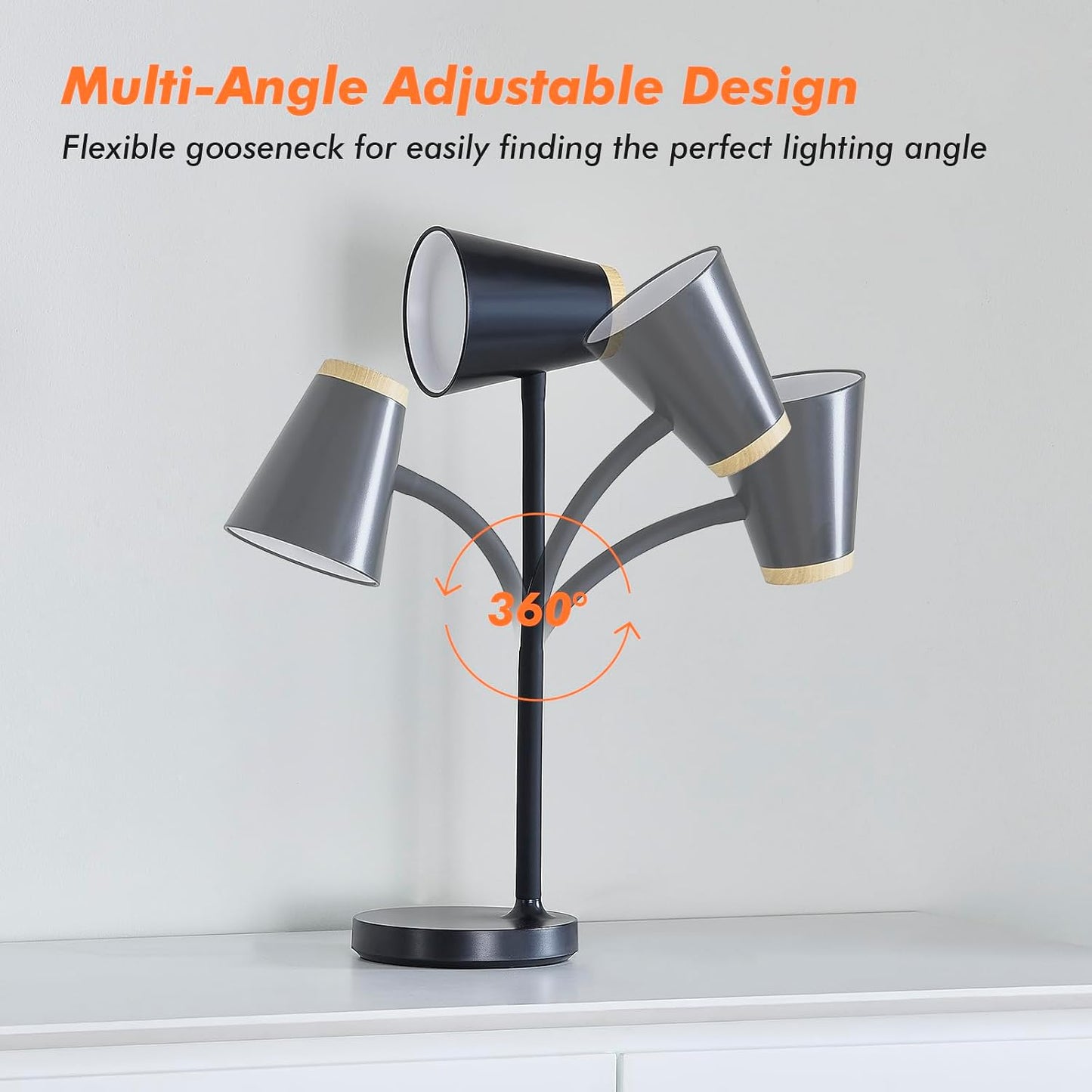 EJIAXIN Clip on Desk Lamp for Home Office - Small LED Touch Dimmable Reading Light for College Dorm Room - Adjustable Flexible Gooseneck Clamp Light Table Lamp for Bedside Bedroom Bed Headboard White
