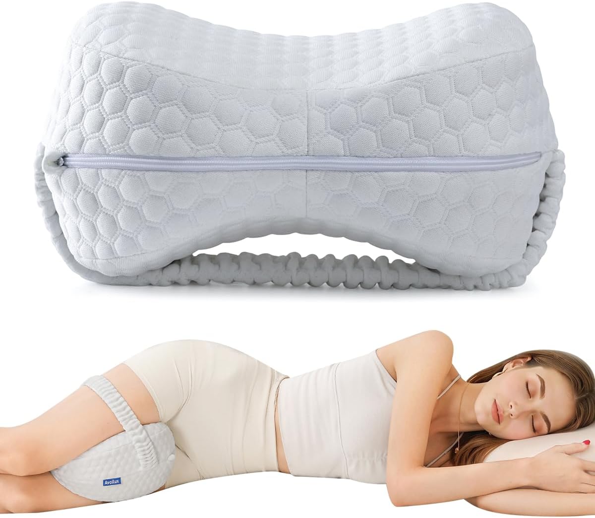 Side Sleeper Heart-Shaped Knee Pillow, Memory Foam Leg Positioning Pillow, Ergonomic Design, Perfect for Side Sleepers and Pregnant Women, Relieve Body Aches and Pains (Gray)
