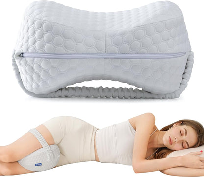 Side Sleeper Heart-Shaped Knee Pillow, Memory Foam Leg Positioning Pillow, Ergonomic Design, Perfect for Side Sleepers and Pregnant Women, Relieve Body Aches and Pains (Gray)