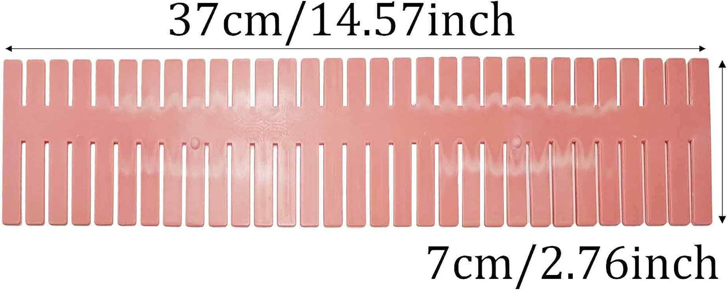 8PCS Adjustable Drawer Dividers Plastic Organizer Separator for Socks Underwear Lingerie Clothes Kitchen Bedroom Bathroom Office (Pink)