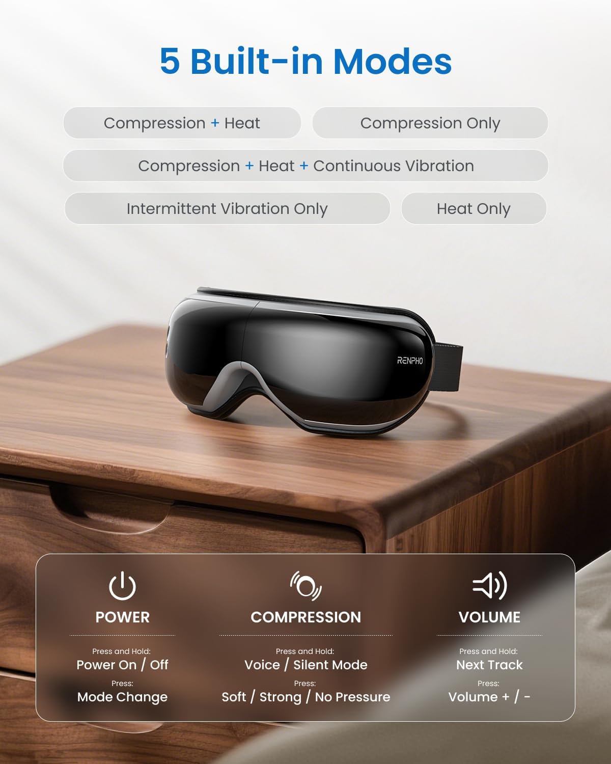 RENPHO Eyeris 1 Eye Massager with Heat, Heated Massage Eye Mask