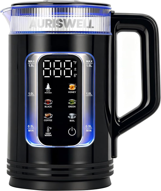 Electric Kettle with Temperature Control, Smart Glass Water Boiler for Tea, Coffee & Boiling, Automatic Shut-Off, 12-Hour Keep Warm & 6 Presets with One-Touch