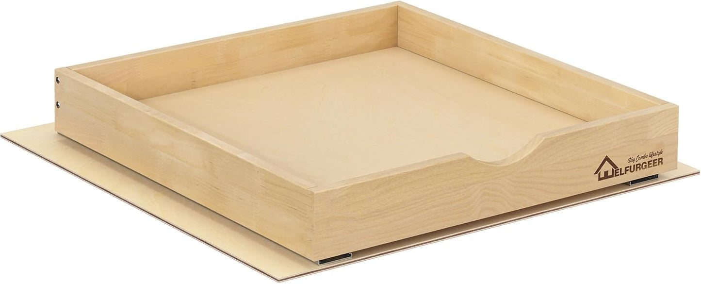 WelFurGeer Premium Birchwood Pull-Out Cabinet Drawers, 26" W x 21" D Pull Out Cabinet Organizer, Heavy-Duty Cabinet Organizer with Easy Installation, Space-Saving Pullout Drawer for Home & Kitchen