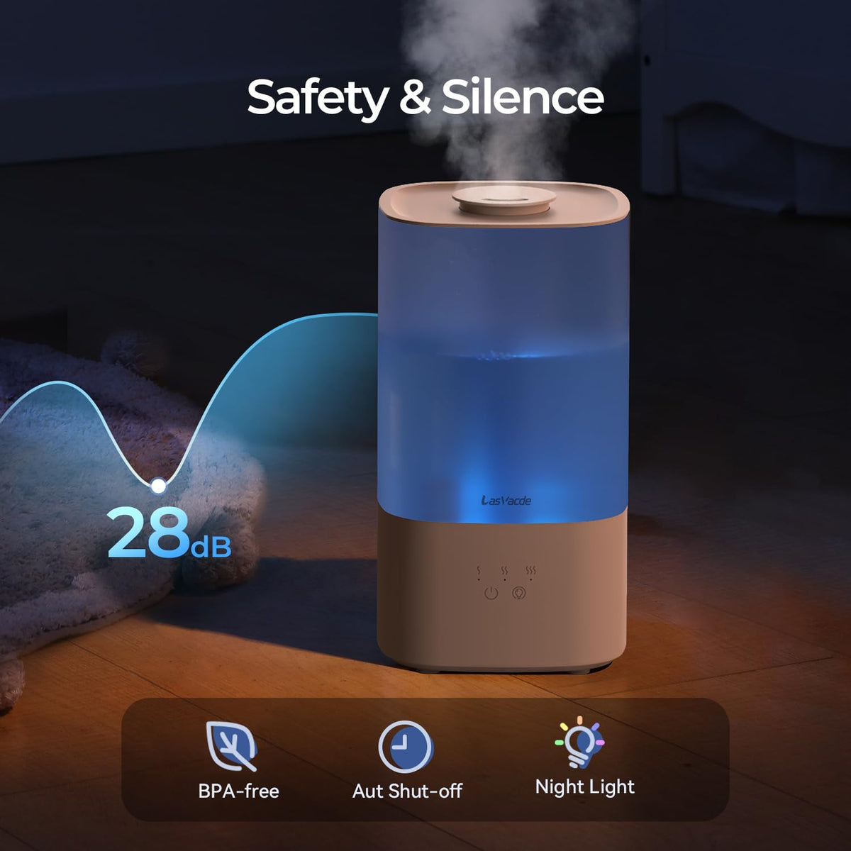 Humidifiers for Bedroom, 2.5L Top Fill Cool Mist Humidifiers