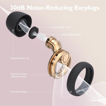 Ear Plugs for Sleeping Noise Cancelling - Reusable Silicone Earplugs for Concert, Motorcycle, Sports and Festivals, 30dB Noise Reduction, Washable Hearing Protection - Pink