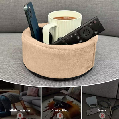 Xchouxer Couch Cup Holder Pillow, Sofa and Bed Organizer Caddy for Drinks, Remotes, Phones (Gray)