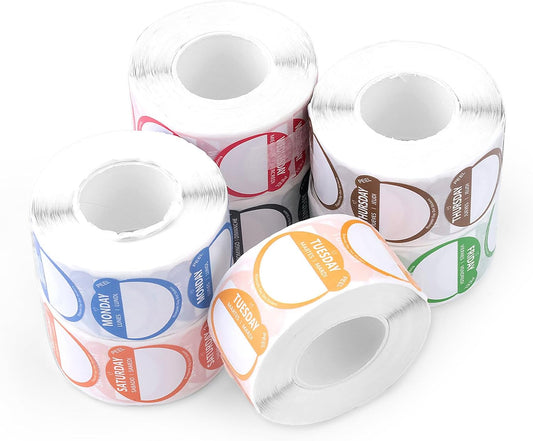 3500 Pieces Self Adhesive Day of the Week Stickers, Removable Day Dots Food Labels, Monday Through Sunday Sticker Tags for Management Inventory Restaurant Kitchen Containers