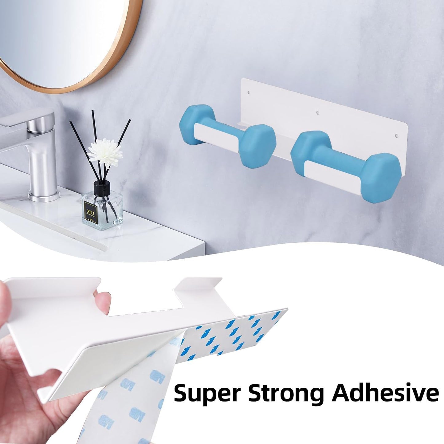 Hair Tool Organizer Wall Mount, Stainless Steel Hair Tool Holder with 2 Heat-Resistant Cups, Curling Iron Holder for Vanity, Hot Tools Organizer with PVC Ring,Hair Dryer Holder for Bathroom, BANJEKT