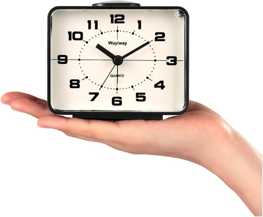 Retro Analog Alarm Clock, Battery Operated,4" Vintage Decor for Bedroom, Nightstand, Bedside, Desk, Table,Silent,Lighted on Demand and Snooze,Ascending Beep Sounds,Easy to Set (Blue)