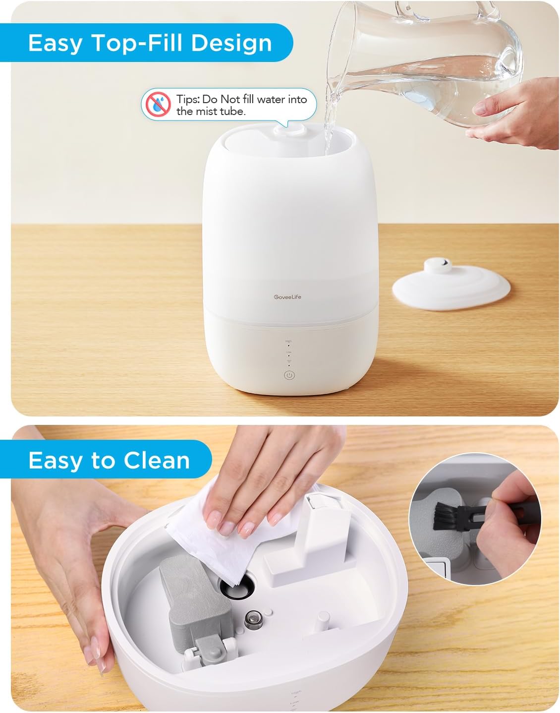 GoveeLife Smart Humidifiers for Bedroom, 3L Top Fill Cool Mist Humidifier