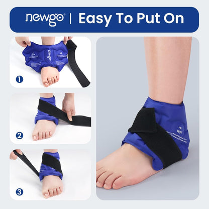 NEWGO Ankle Ice Wrap – Reusable Cold Pack for Swelling & Post-Surgery | Reusable Gel Ice Wrap for Ankle, Cold Therapy for Sprains, Swelling, and Post-surgery Recovery, Ideal for Ankle Injuries