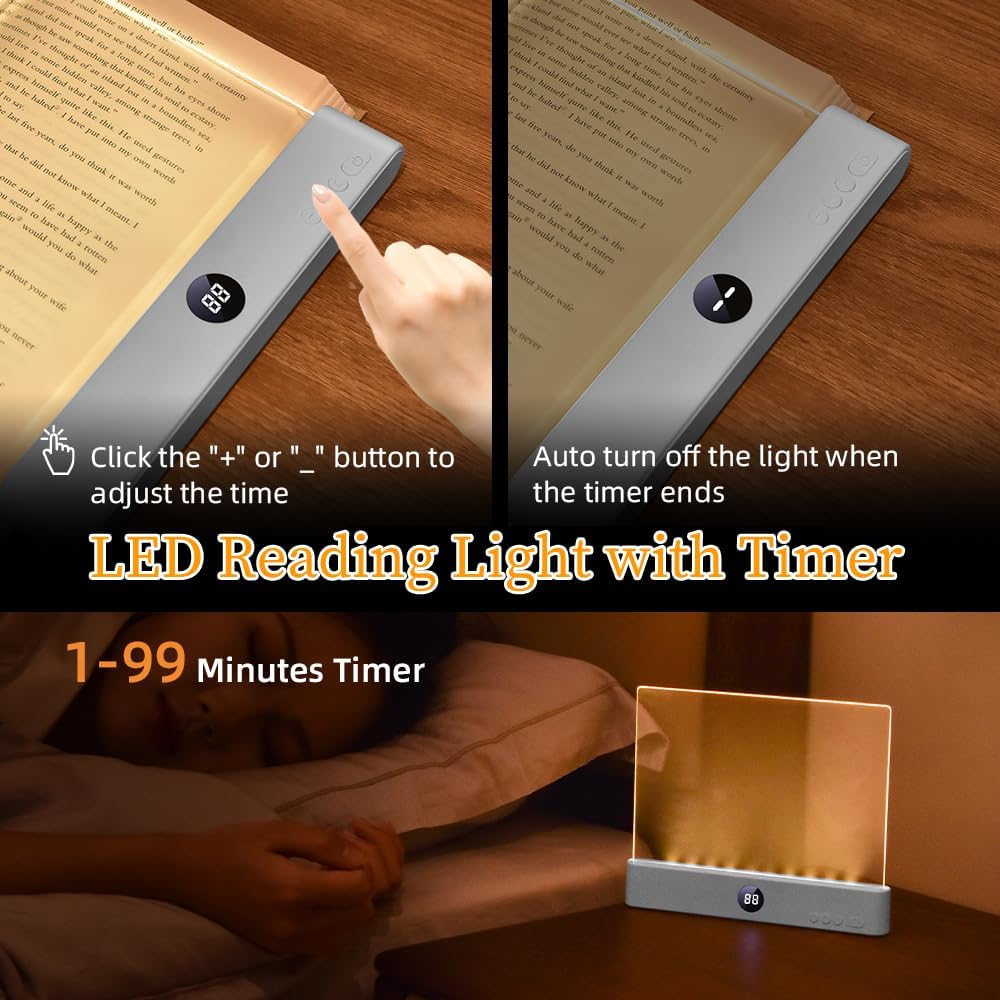 Book Light for Reading in Bed at Night Flat Reading Lights, White