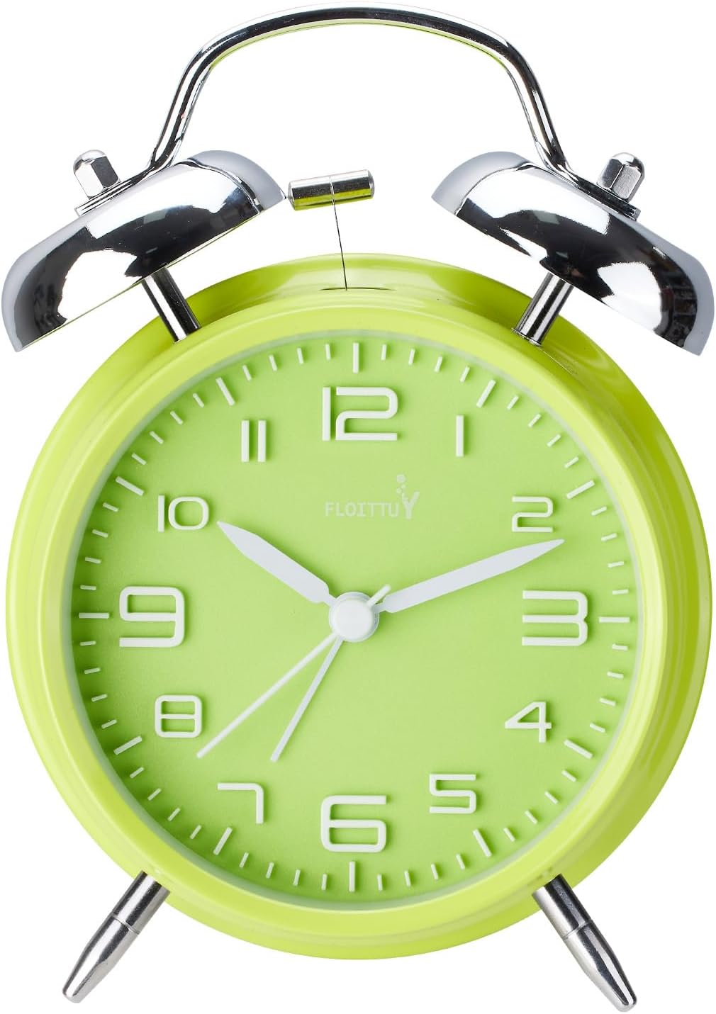 FLOITTUY Loud Alarm for Deep Sleepers 4'' Twin Bell Alarm Clock with Backlight for Bedroom and Home Decoration(Green)