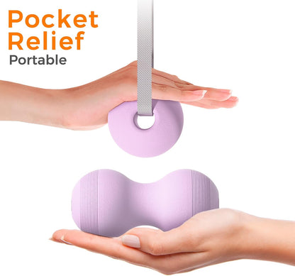 VICSKY Peanut Massage Ball with Handles & Pull Strap - Dual Trigger Point Therapy for Feet, Legs, Neck, Muscle Pain Relief, Myofascial Roller with Adjustable Strap (Pink)