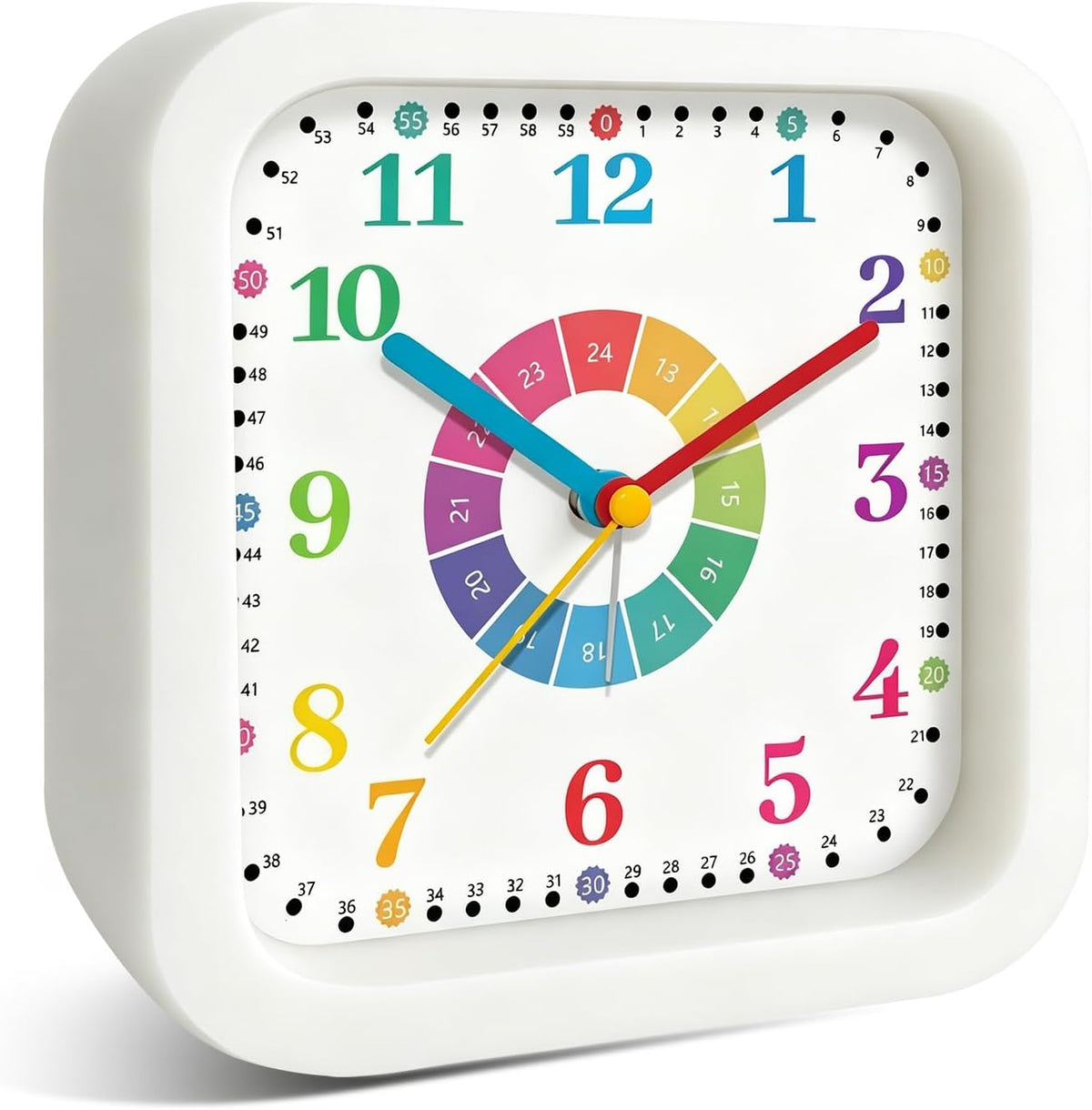 Loud Alarm Clock for Heavy Sleepers, 4.5" Simple Square Analog Alarm Clocks with Silent Movement Battery Operated Easy-to-Read Dial, Plastic Small Desk Clock for Bedroom Teens Seniors, Black