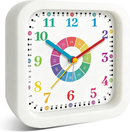 Loud Alarm Clock for Heavy Sleepers, 4.5" Simple Square Analog Alarm Clocks with Silent Movement Battery Operated Easy-to-Read Dial, Plastic Small Desk Clock for Bedroom Teens Seniors, Black