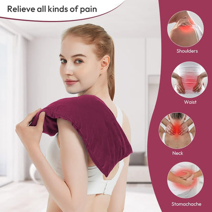 Microwave Heating Pad 6 x 12 Small Heating Pad Microwave, Microwave Bean Bag Heating Pad for Neck and Shoulders, Moist Heat Pack Pillow Warm Compress for Knee, Muscles, Joints, Wrist (Dark Blue)