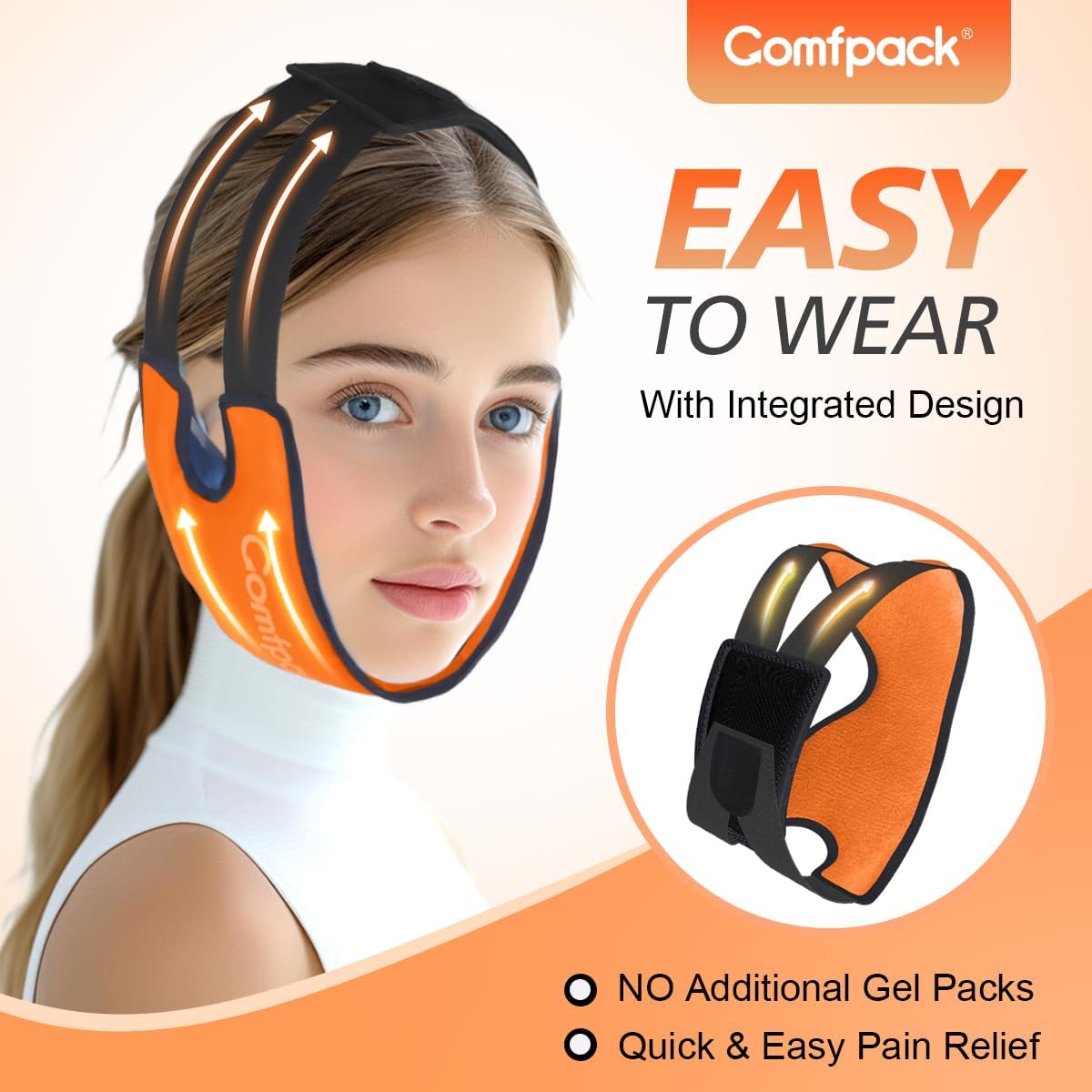 Comfpack Wisdom Teeth Ice Pack Head Wrap,Soft Double Side Jaw Face Ice Pack | Extra Large Jaw & Chin Ice Pack, Reusable Gel Hot Cold Therapy for TMJ, Oral Surgery, Face Swelling, Tonsillectomy Recovery