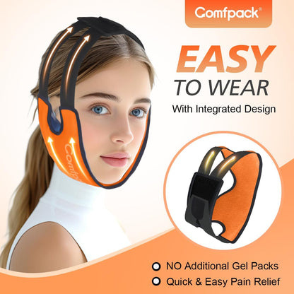 Comfpack Wisdom Teeth Ice Pack Head Wrap,Soft Double Side Jaw Face Ice Pack | Extra Large Jaw & Chin Ice Pack, Reusable Gel Hot Cold Therapy for TMJ, Oral Surgery, Face Swelling, Tonsillectomy Recovery
