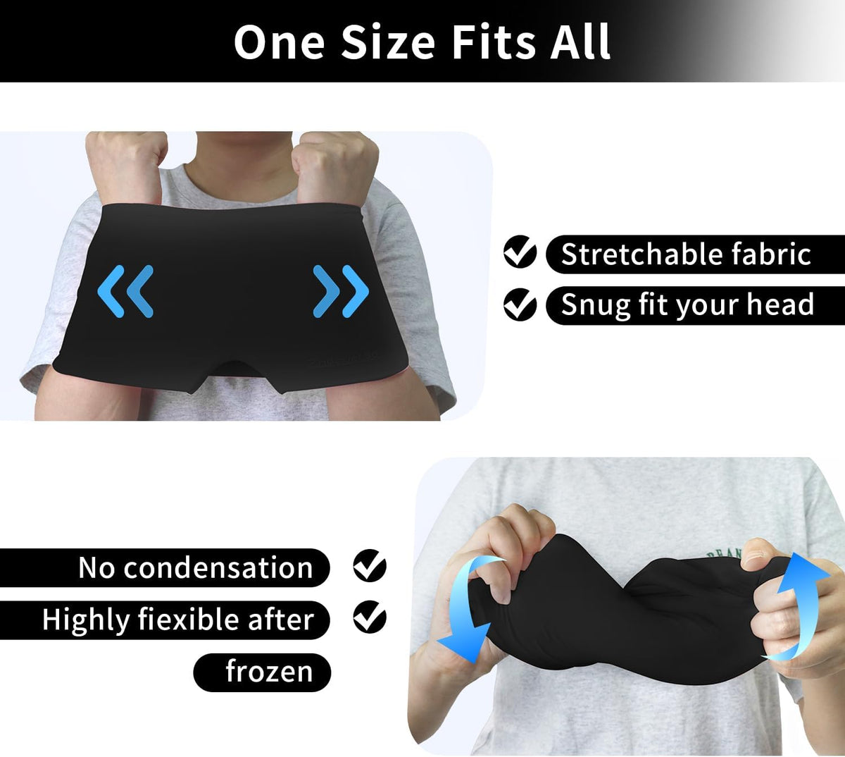 ZNÖCUETÖD Migraine Headache Relief Cap Hat Full Head ice Pack Wrap Cold Cap