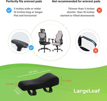 LargeLeaf Chair Ergonomic Armrest Pads Elbow Pillow Pressure Relief Office Chair Gaming Chair armrest with Memory Foam armrest Pads 2-Piece Set of Chair (Black_Velvet)