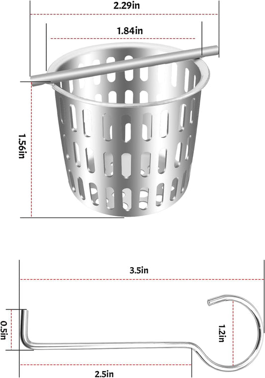 2 Inch Hair and Debris Strainer, Shower Drain Strainer with Lifting Hook, Stainless Steel Debris Basket Shower Drain Catcher, Hair Catcher for Floor Drain