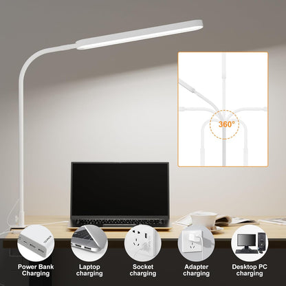 SKYLEO Desk Lamp for Home Office, Eye Comfortable LED Desk Light for Long Hours, Adjustable Swing Arm with Memory Function, Black